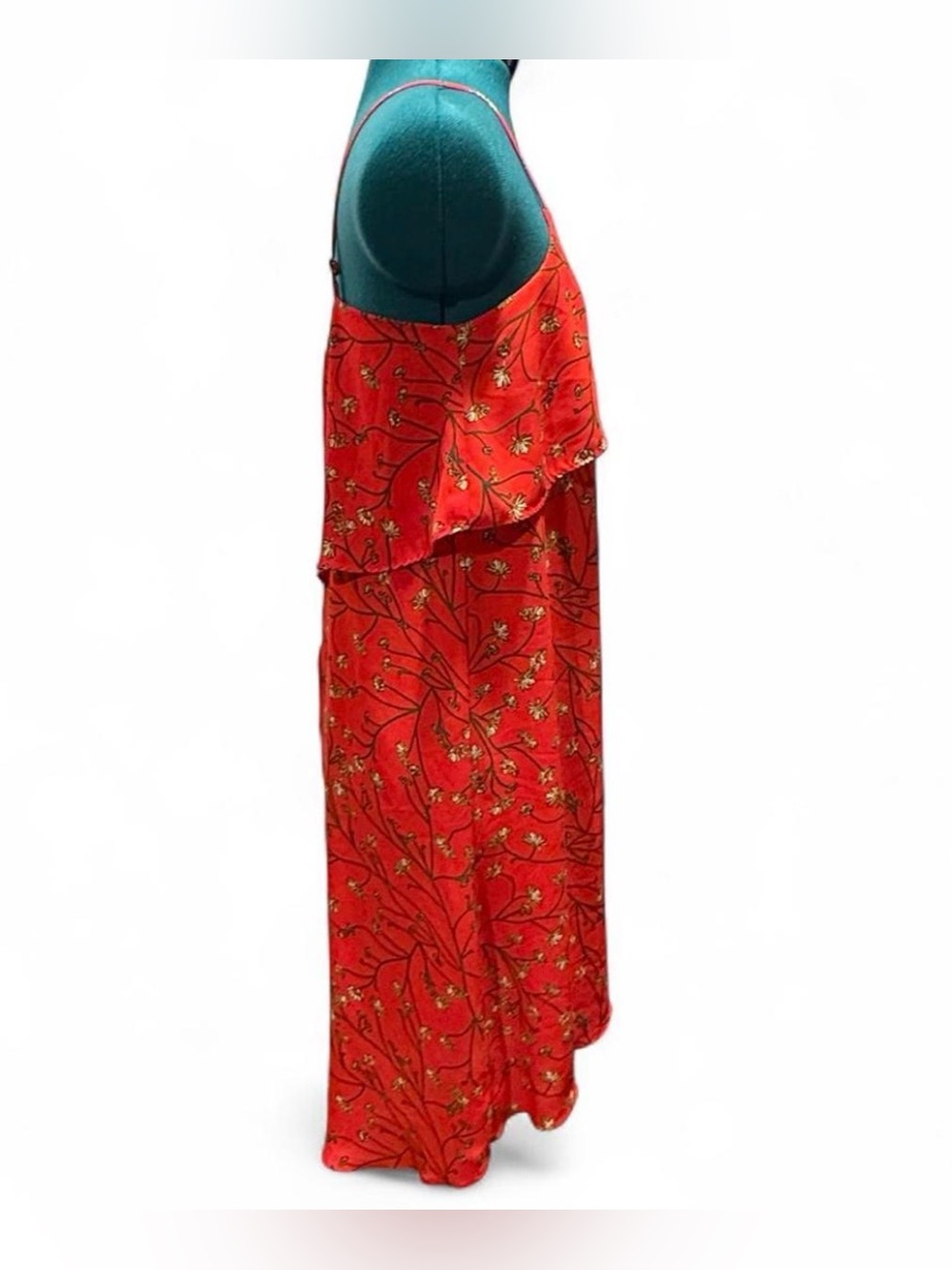 Tabitha Webb Red Floral High-Low Sundress with Spaghetti Straps - Picture 2 of 7